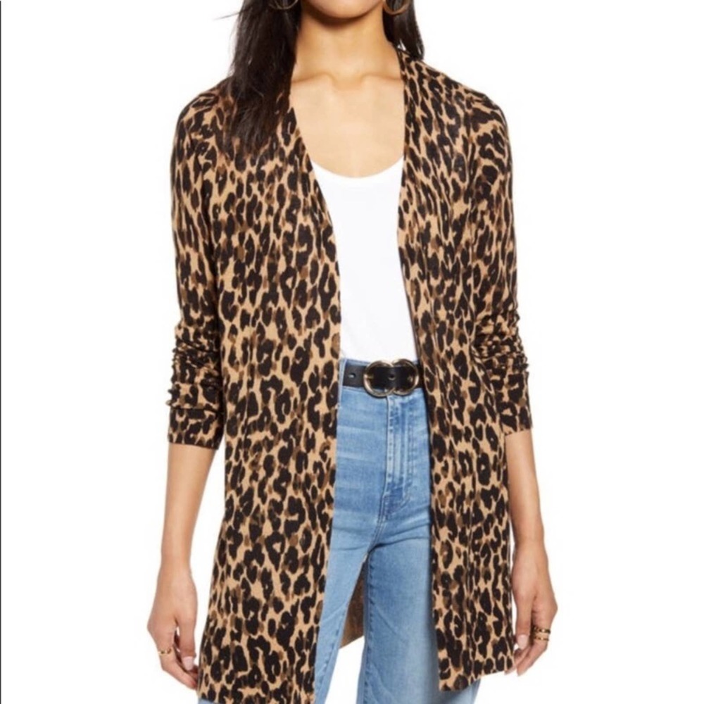 NWOT leopard print linen blend open cardigan - MP
